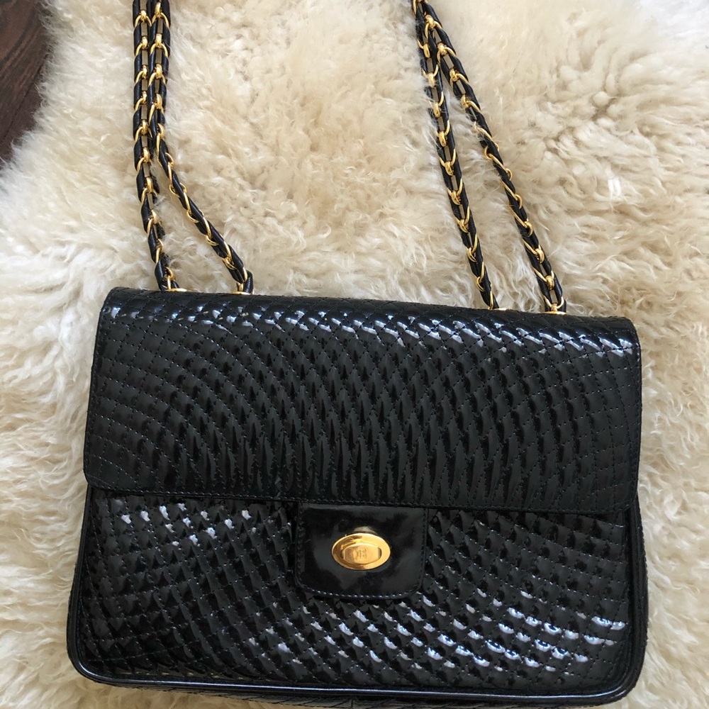 Bally vintage black patent leather bag